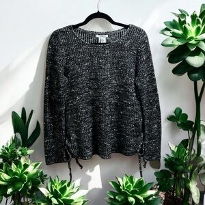 American Eagle Ladies S Black & White Side-Laced Sweater